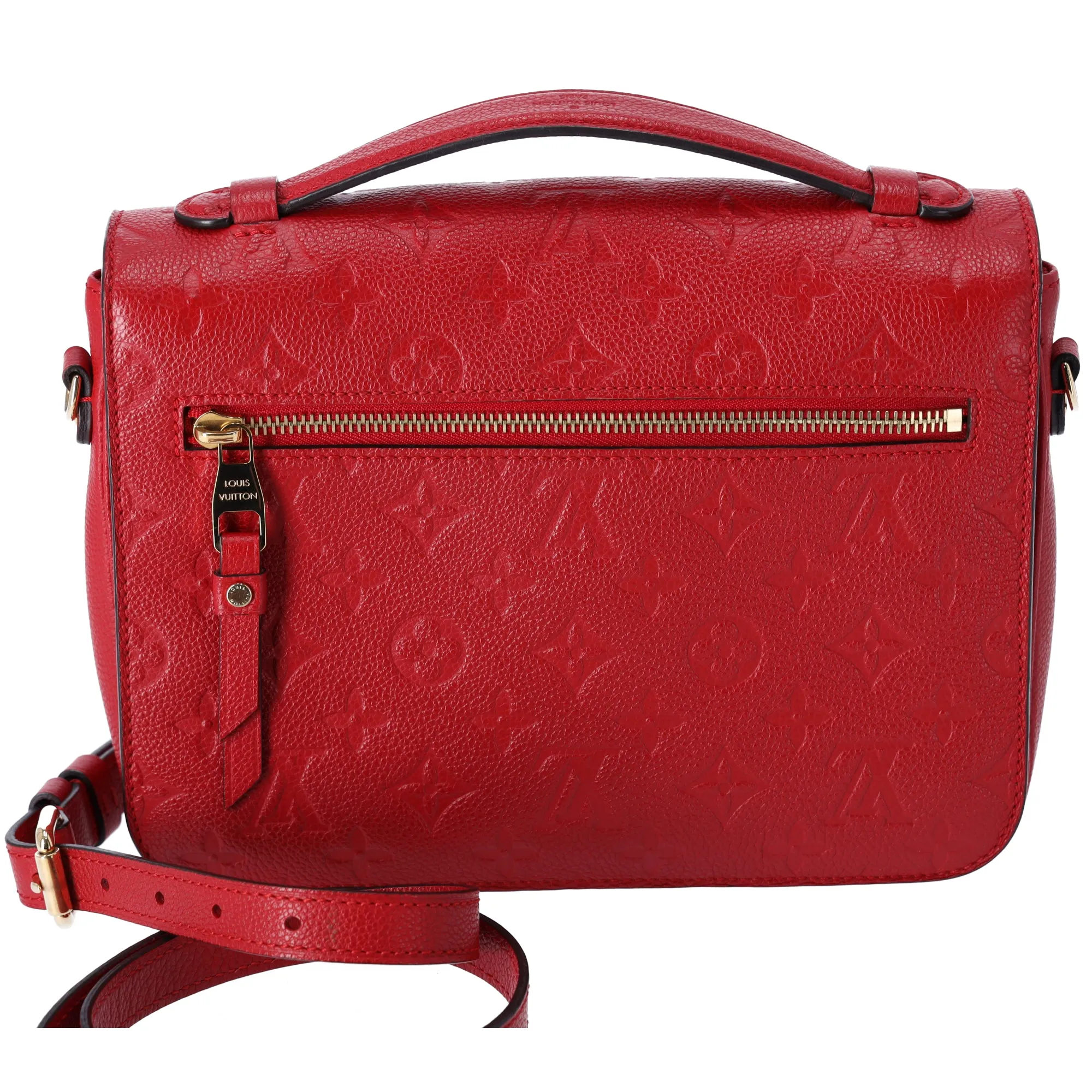 Louis Vuitton Pochette Metis MM Monogram Empreinte Handbag Scarlet Red M44155