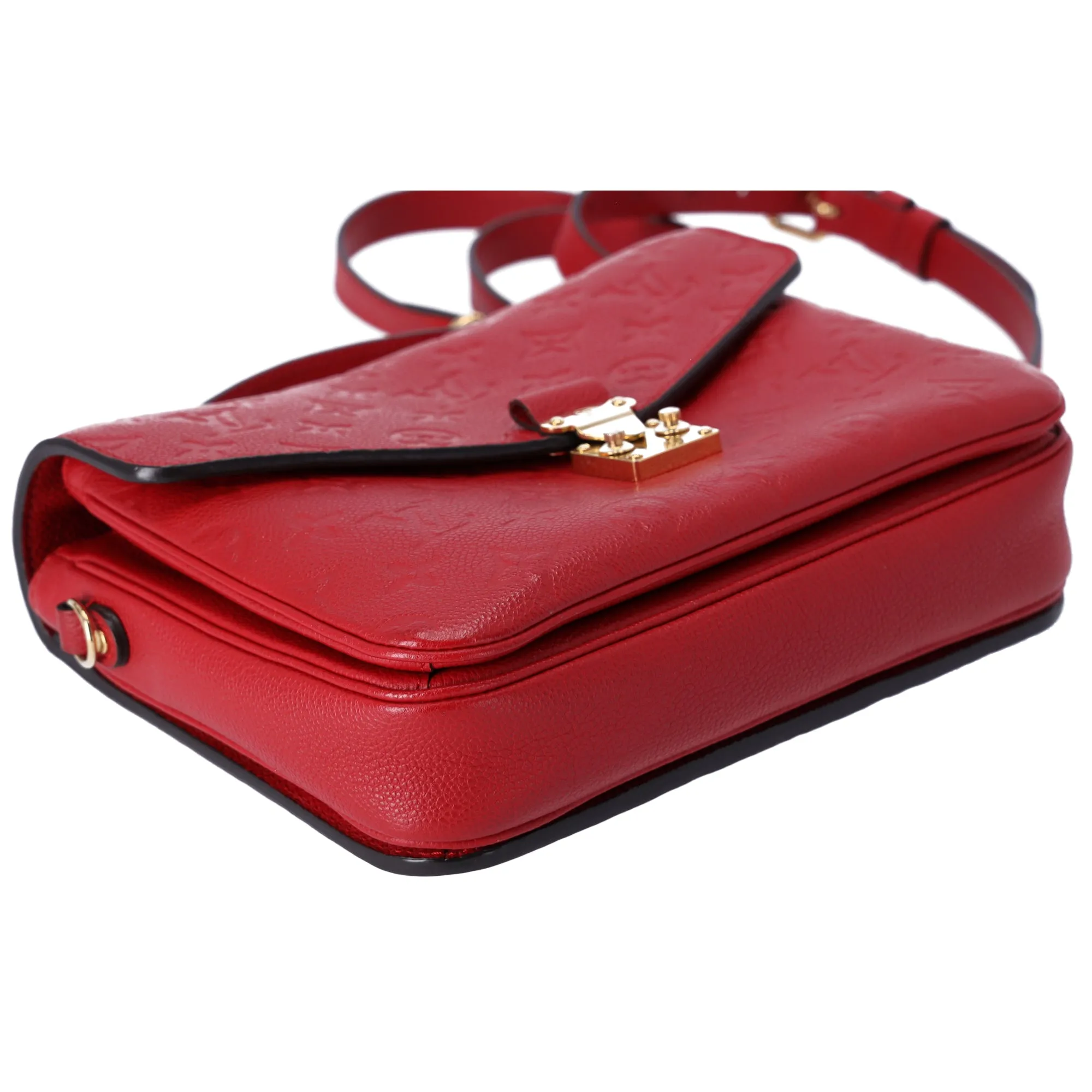 Louis Vuitton Pochette Metis MM Monogram Empreinte Handbag Scarlet Red M44155