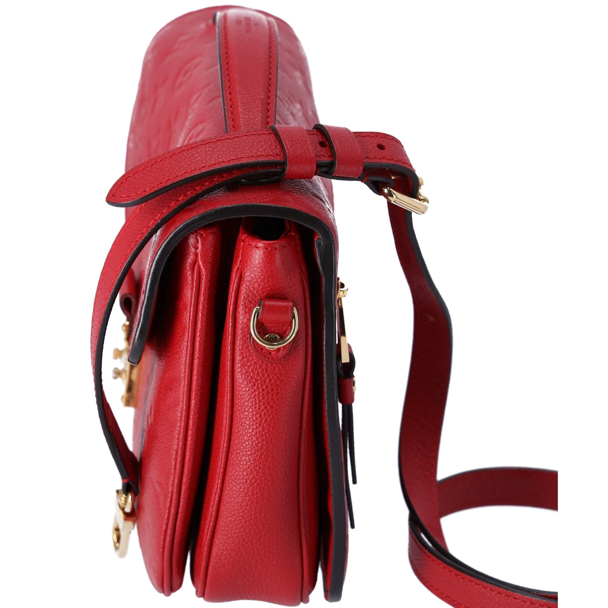 Louis Vuitton Pochette Metis MM Monogram Empreinte Handbag Scarlet Red M44155
