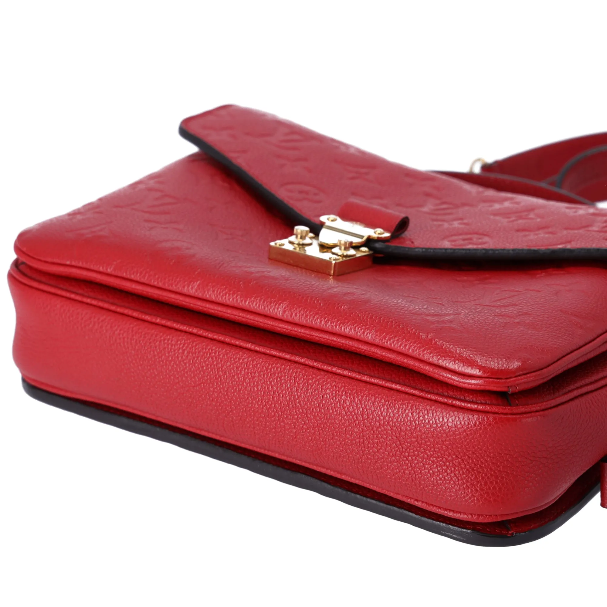 Louis Vuitton Pochette Metis MM Monogram Empreinte Handbag Scarlet Red M44155
