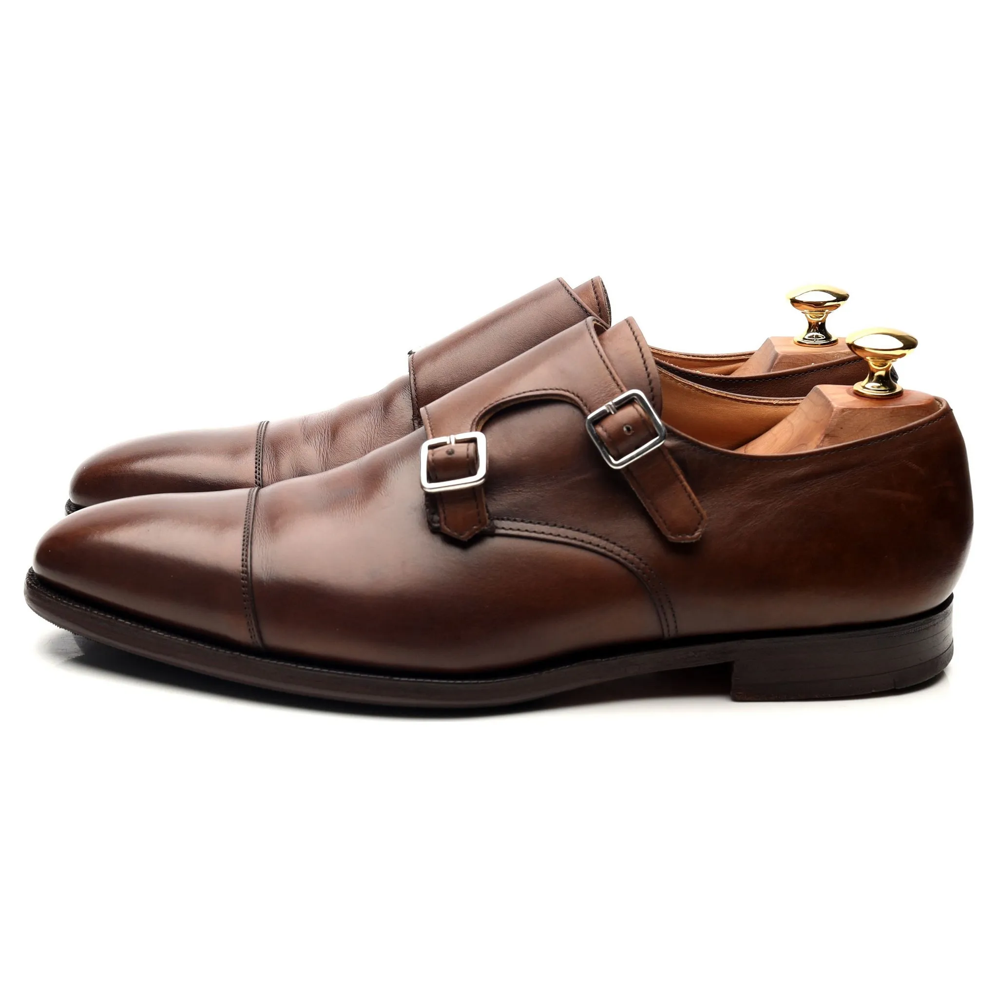 'Lowndes' Dark Brown Leather Double Monk Strap UK 9.5 E