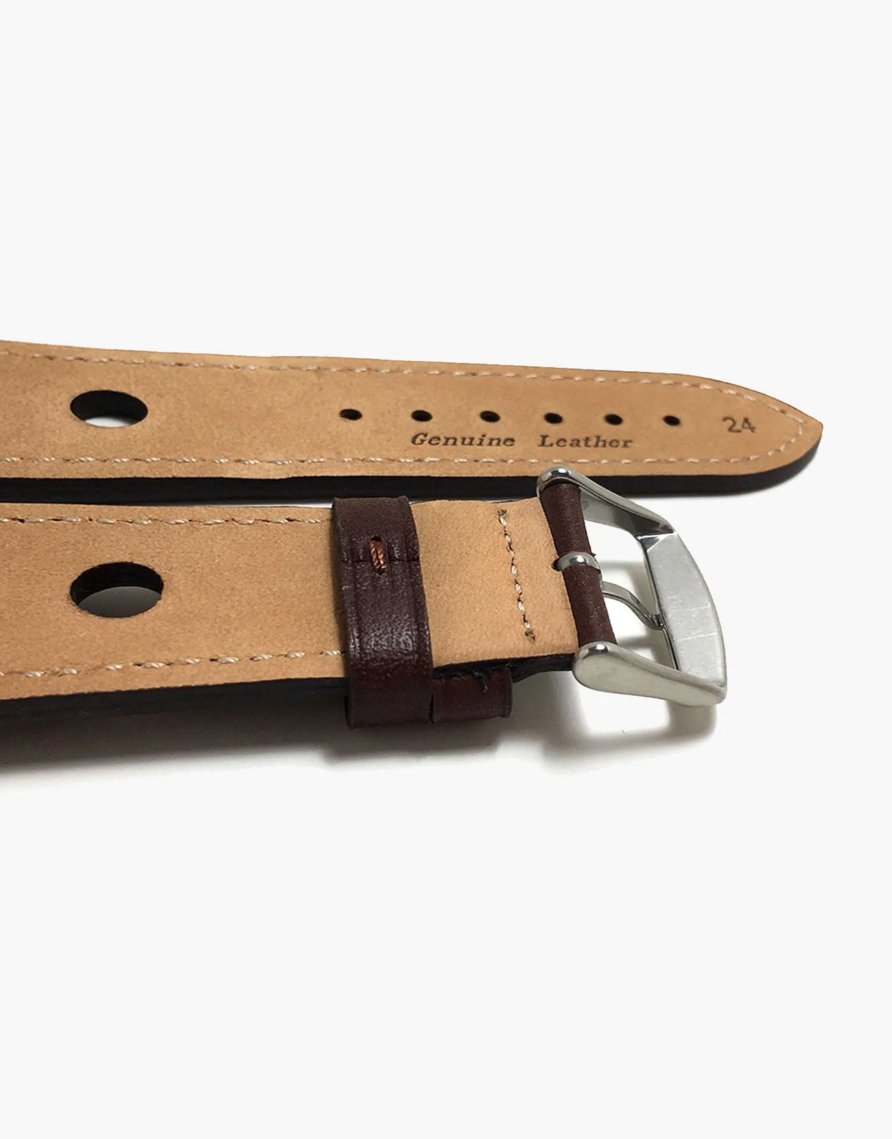 LUX Grand Prix Rally Calf Leather Strap Brown with Brown Stitching
