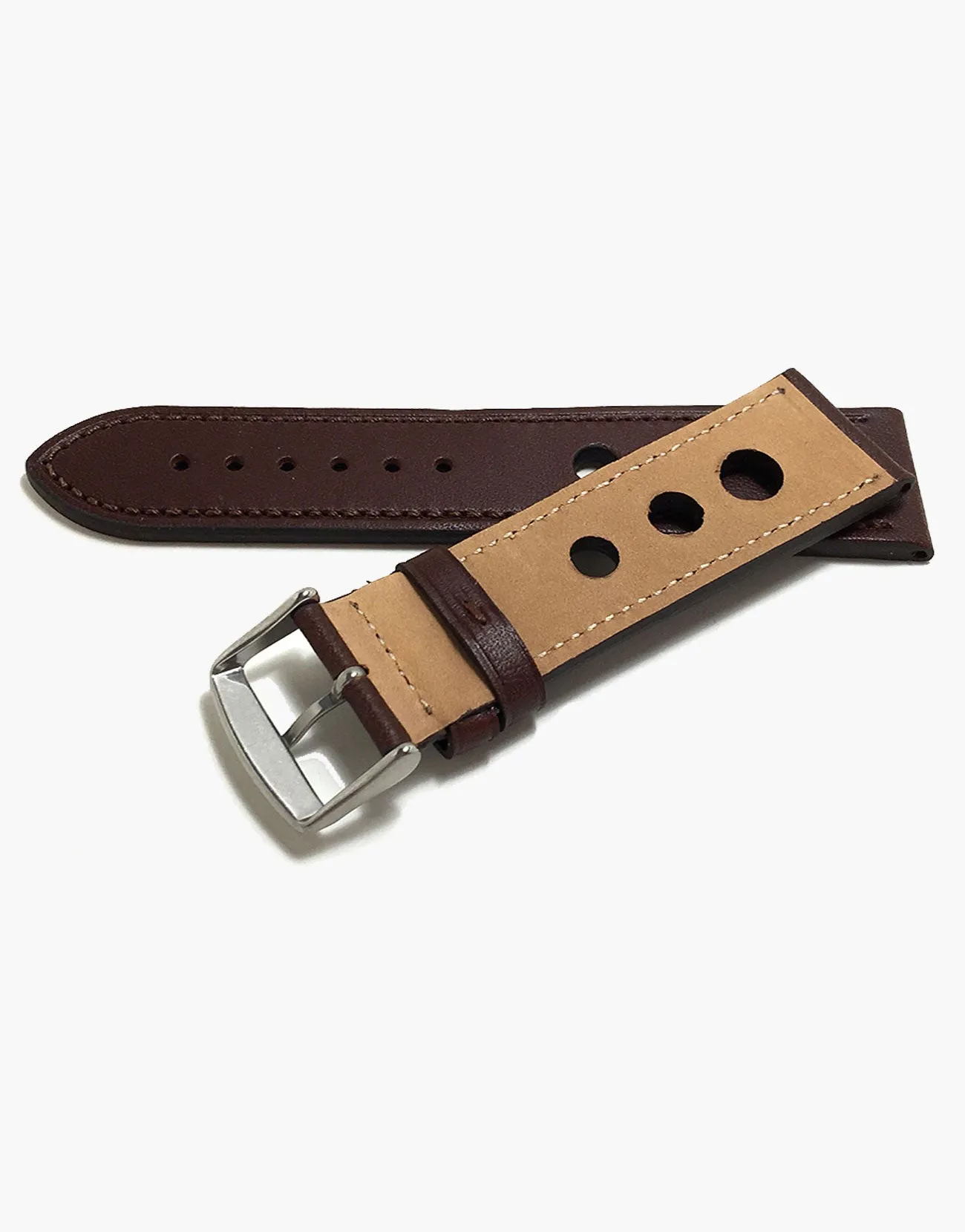 LUX Grand Prix Rally Calf Leather Strap Brown with Brown Stitching