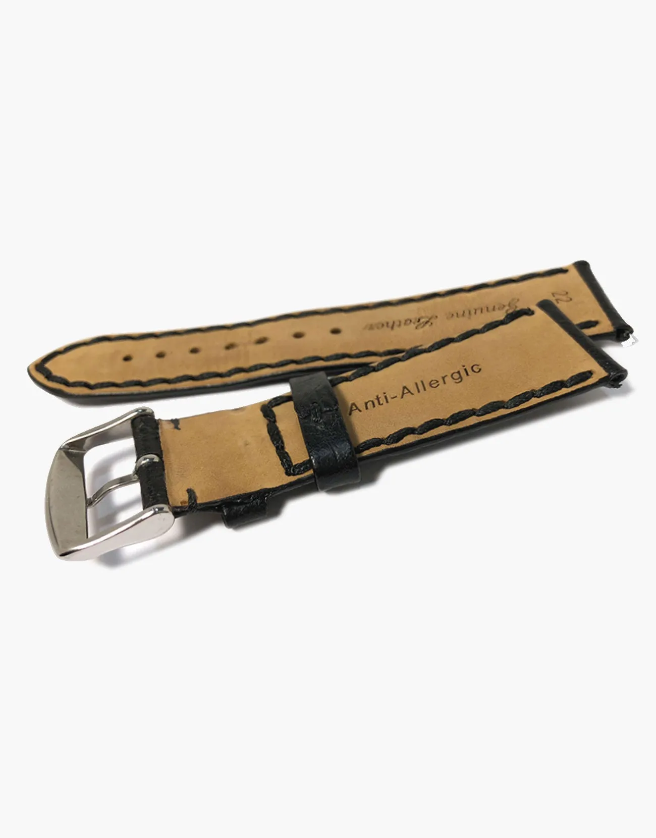 LUX Napoli Buffalo Calf Leather Padded Black Matte Watch band