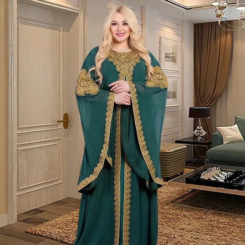 Luxury Traditional Gold Embroidery Loose Abaya