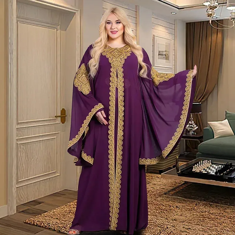 Luxury Traditional Gold Embroidery Loose Abaya