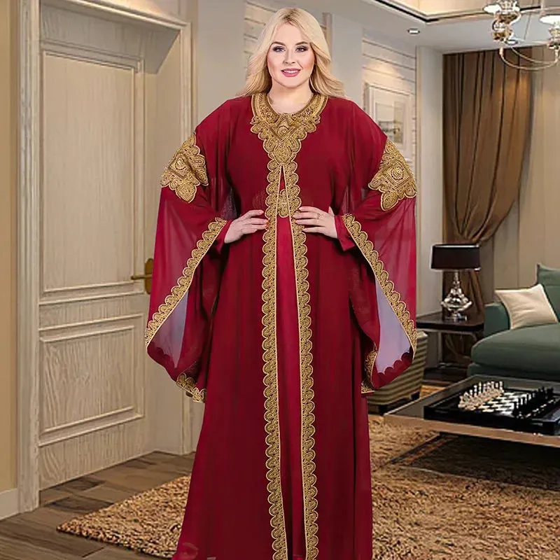 Luxury Traditional Gold Embroidery Loose Abaya