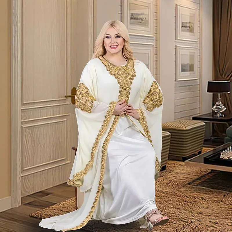 Luxury Traditional Gold Embroidery Loose Abaya