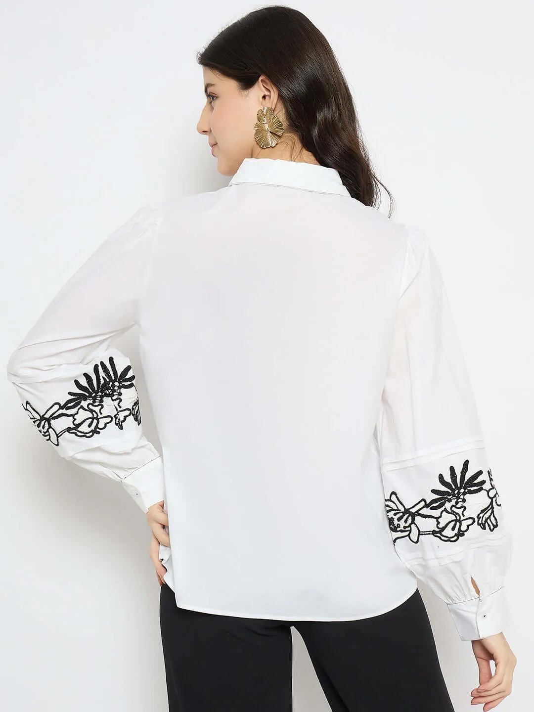 Madame Dori Embroidered White Cotton Shirt