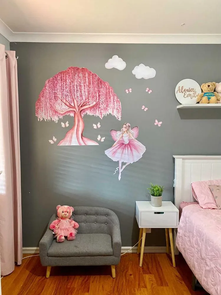 Magic Fairy Tree Australian Design Hand Painted Peel & Stick, Removable Wall Decal. Nursery, Kids Playroom, Kids Teens Bedroom