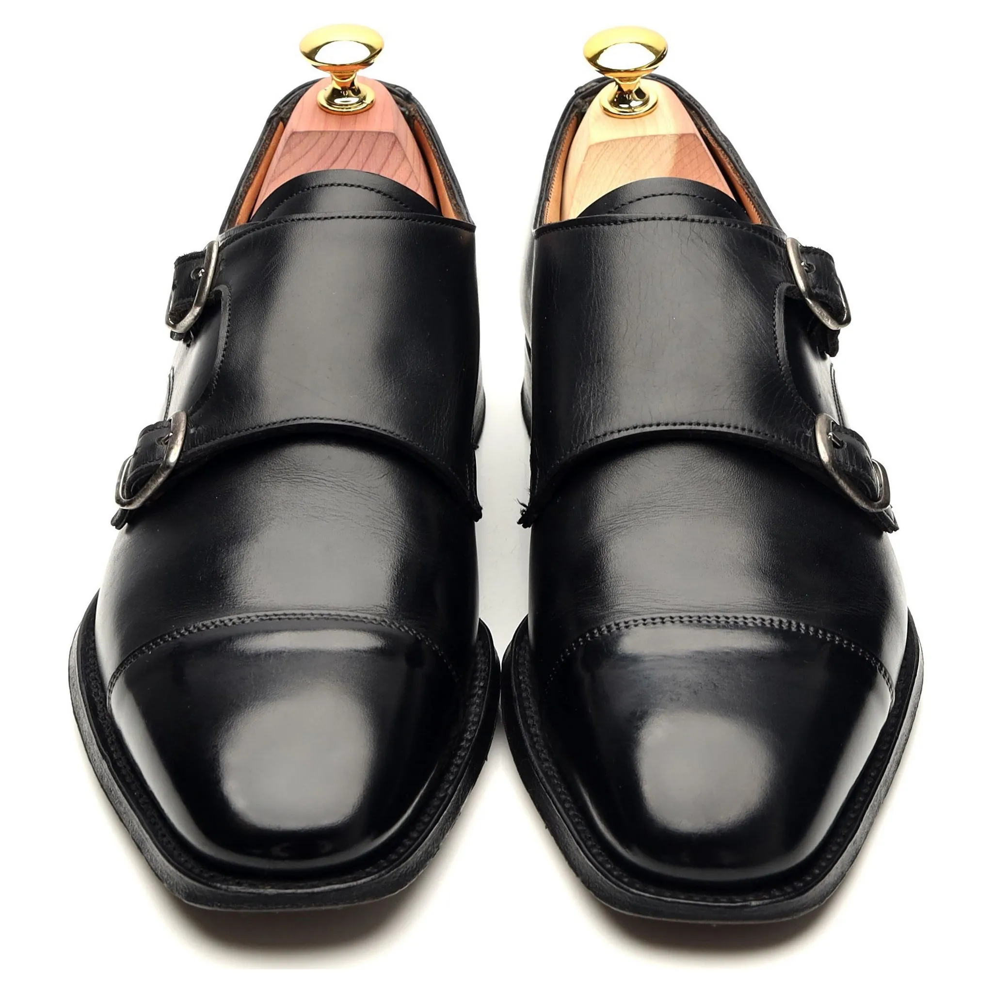 M&S Black Leather Monk Strap UK 7 F