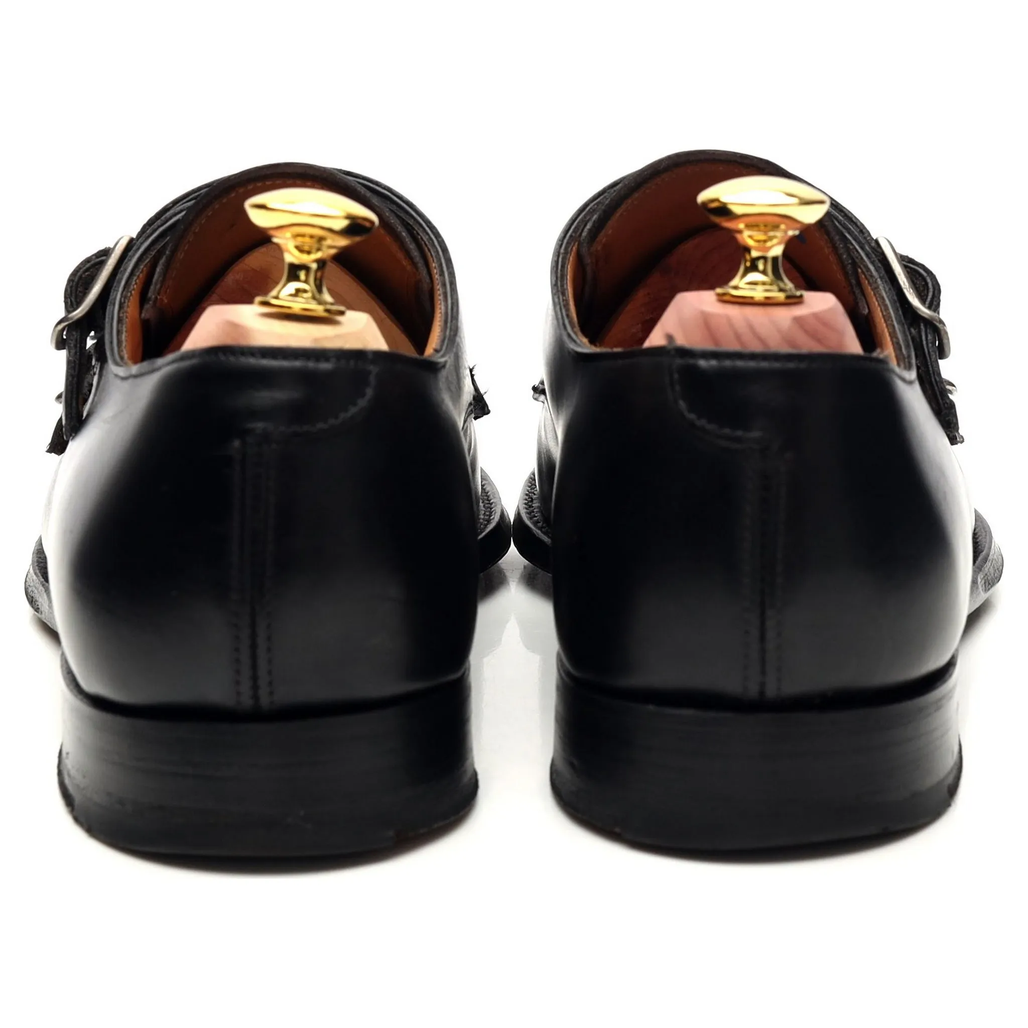 M&S Black Leather Monk Strap UK 7 F