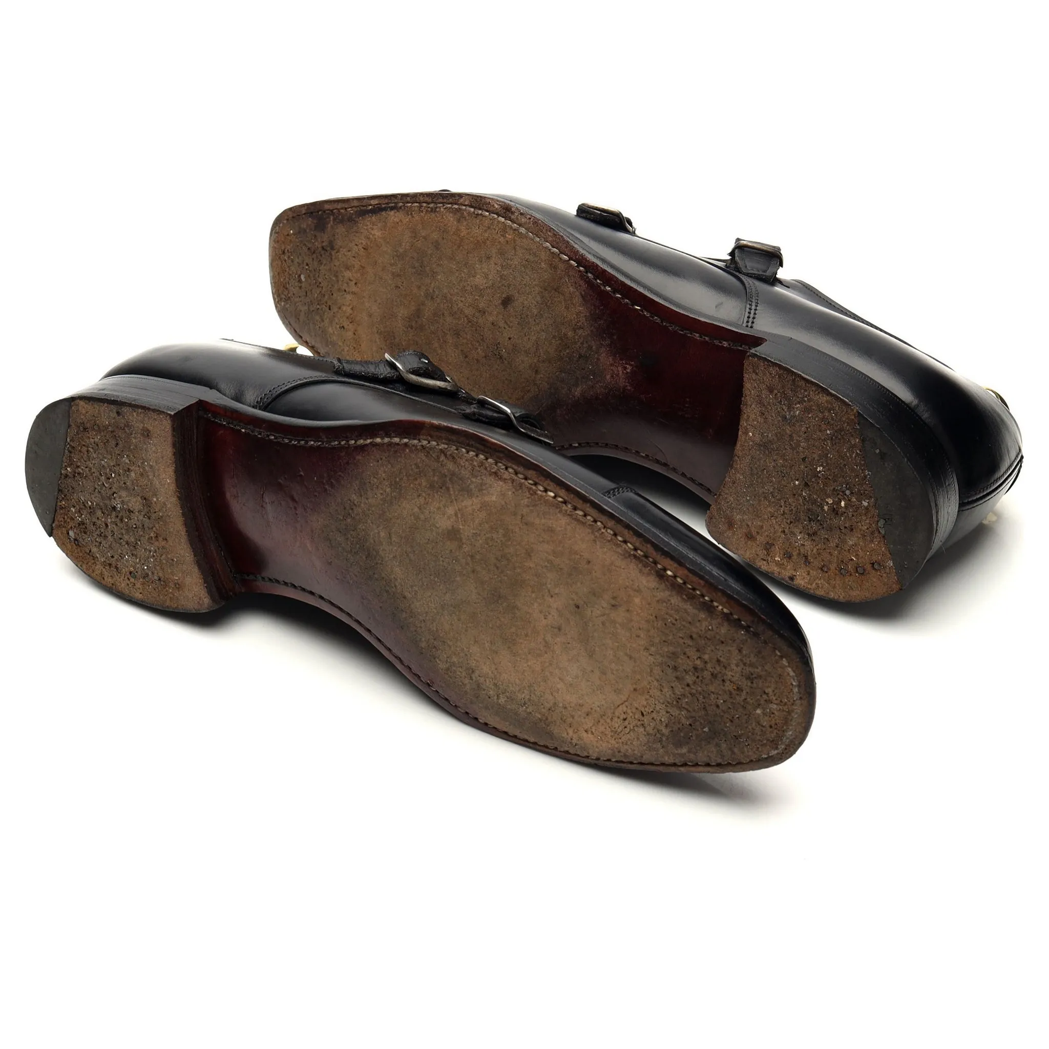 M&S Black Leather Monk Strap UK 7 F