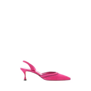 Manolo Blahnik Brontiasli Women Pink Sandals Suede Leather Slingback Shoes EU 37