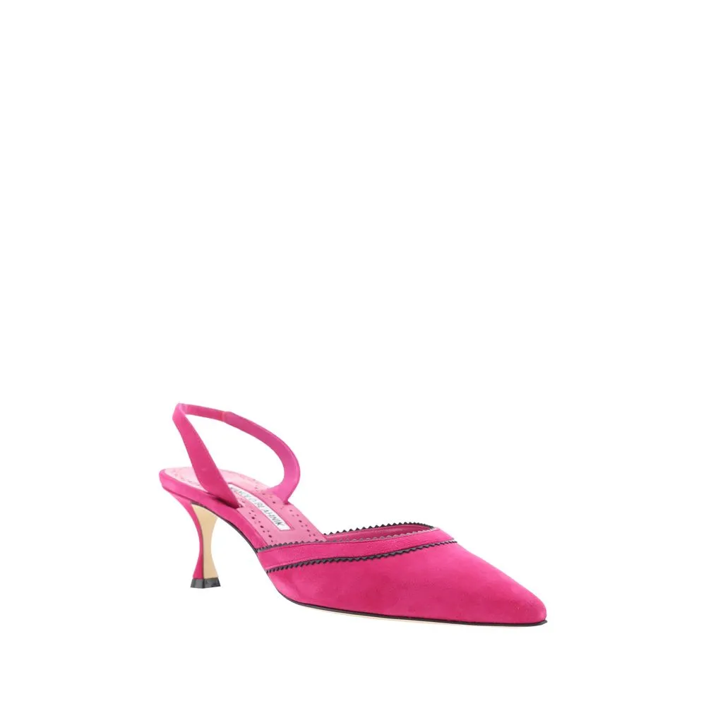 Manolo Blahnik Brontiasli Women Pink Sandals Suede Leather Slingback Shoes EU 37