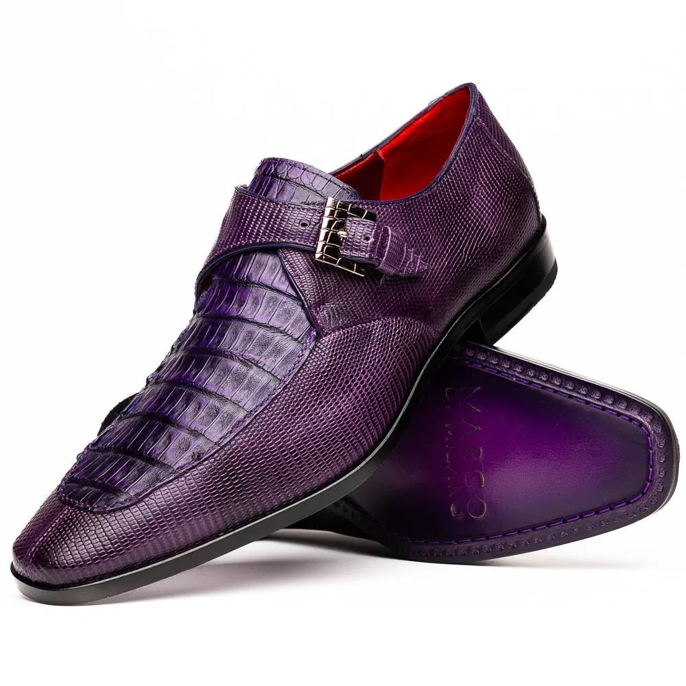 Marco Di Milano Toluca Men's Shoes Purple Exotic Crocodile & Lizard Monk Strap
