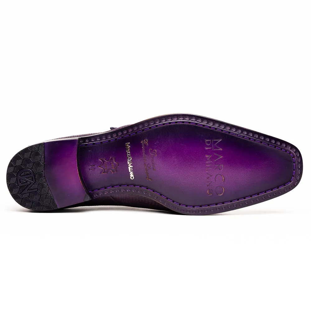 Marco Di Milano Toluca Men's Shoes Purple Exotic Crocodile & Lizard Monk Strap