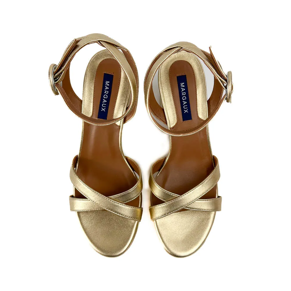 Margaux - The Platform Sandal (Gold Nappa)