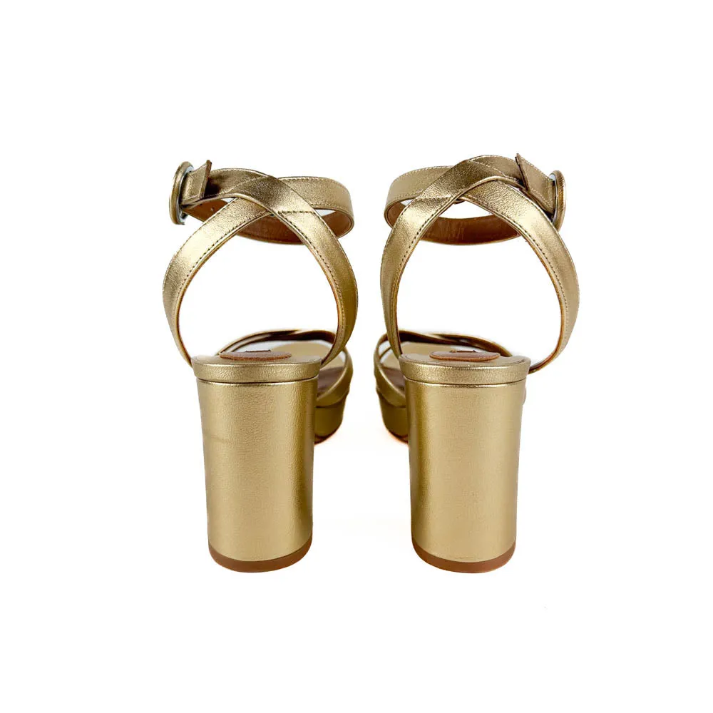 Margaux - The Platform Sandal (Gold Nappa)