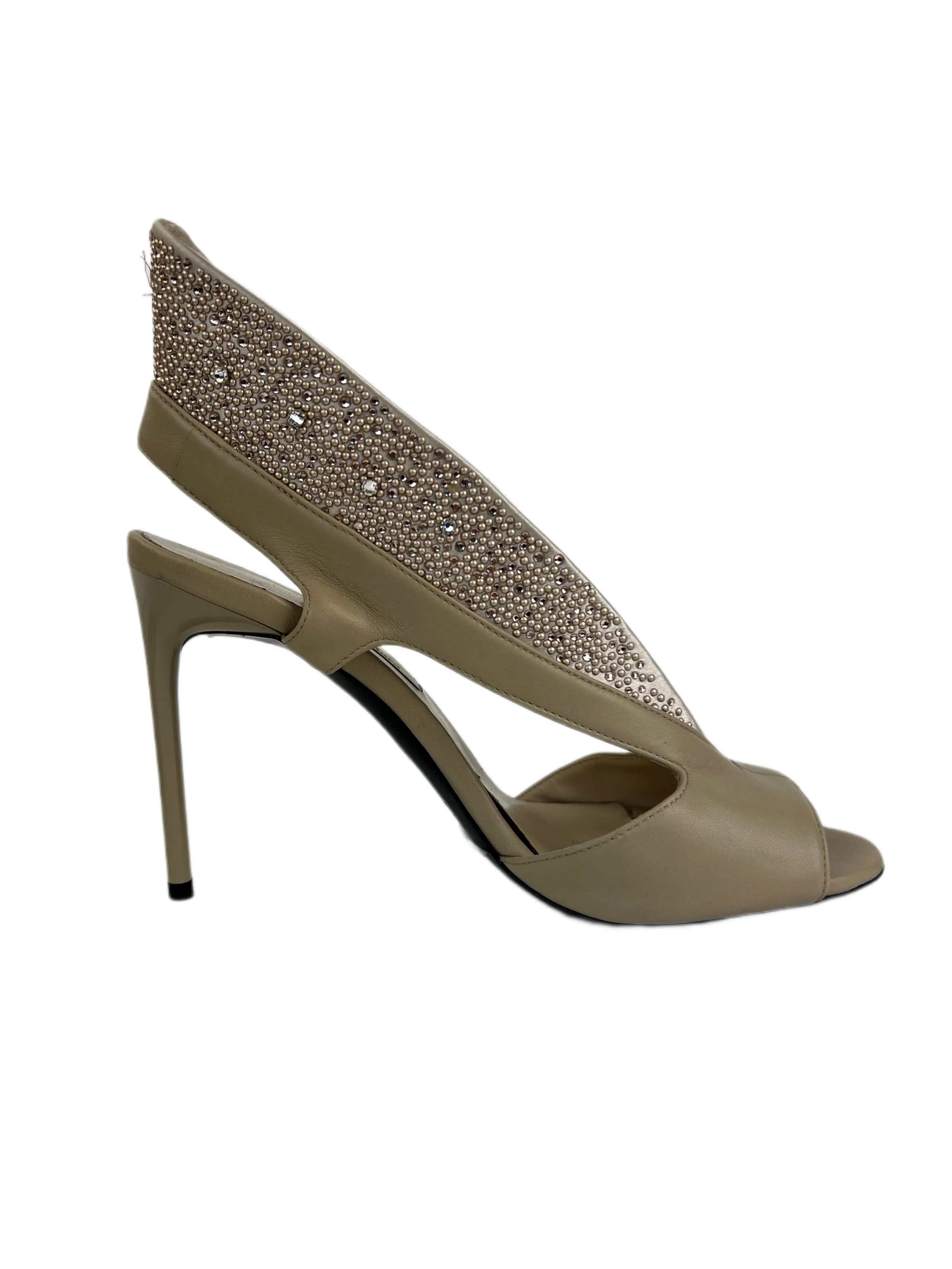 Max Mara Women's Rose Sylvia Leather Embellished Slingback Pumps Size 7 NWT