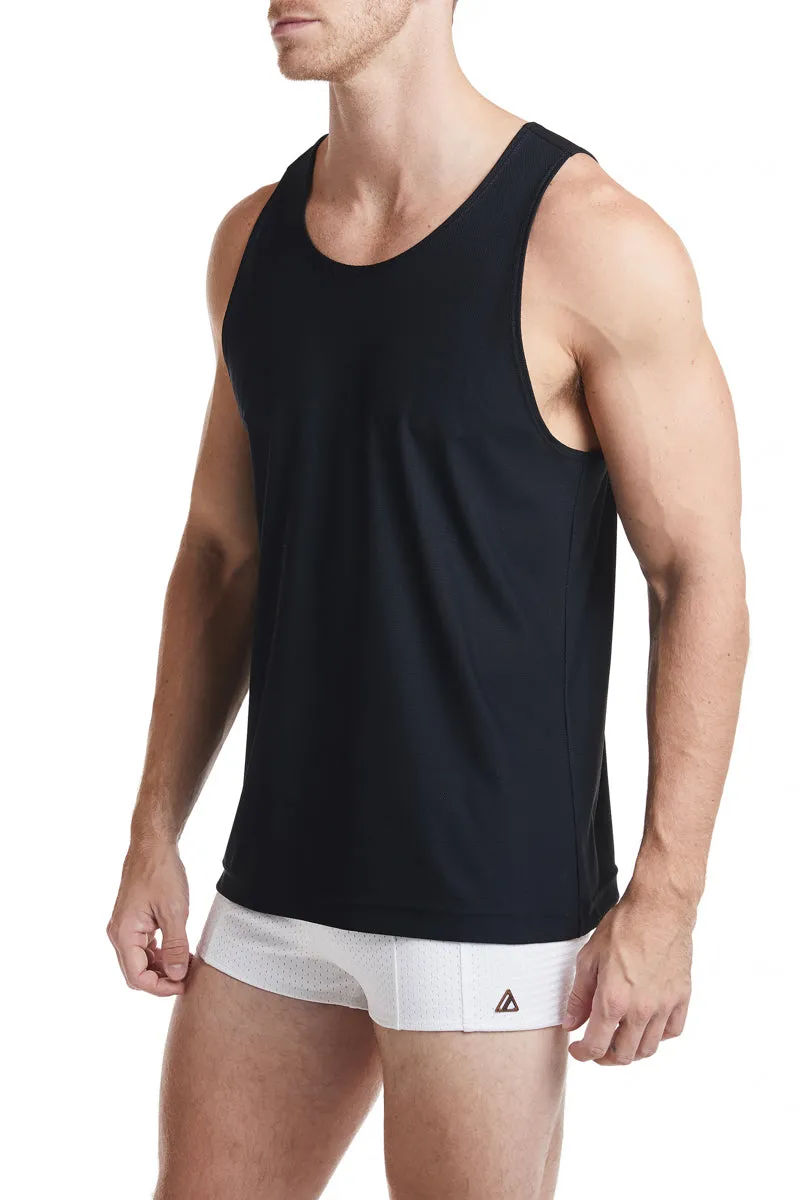 MAXIMUS - Black Tricot Mesh Sport Tank