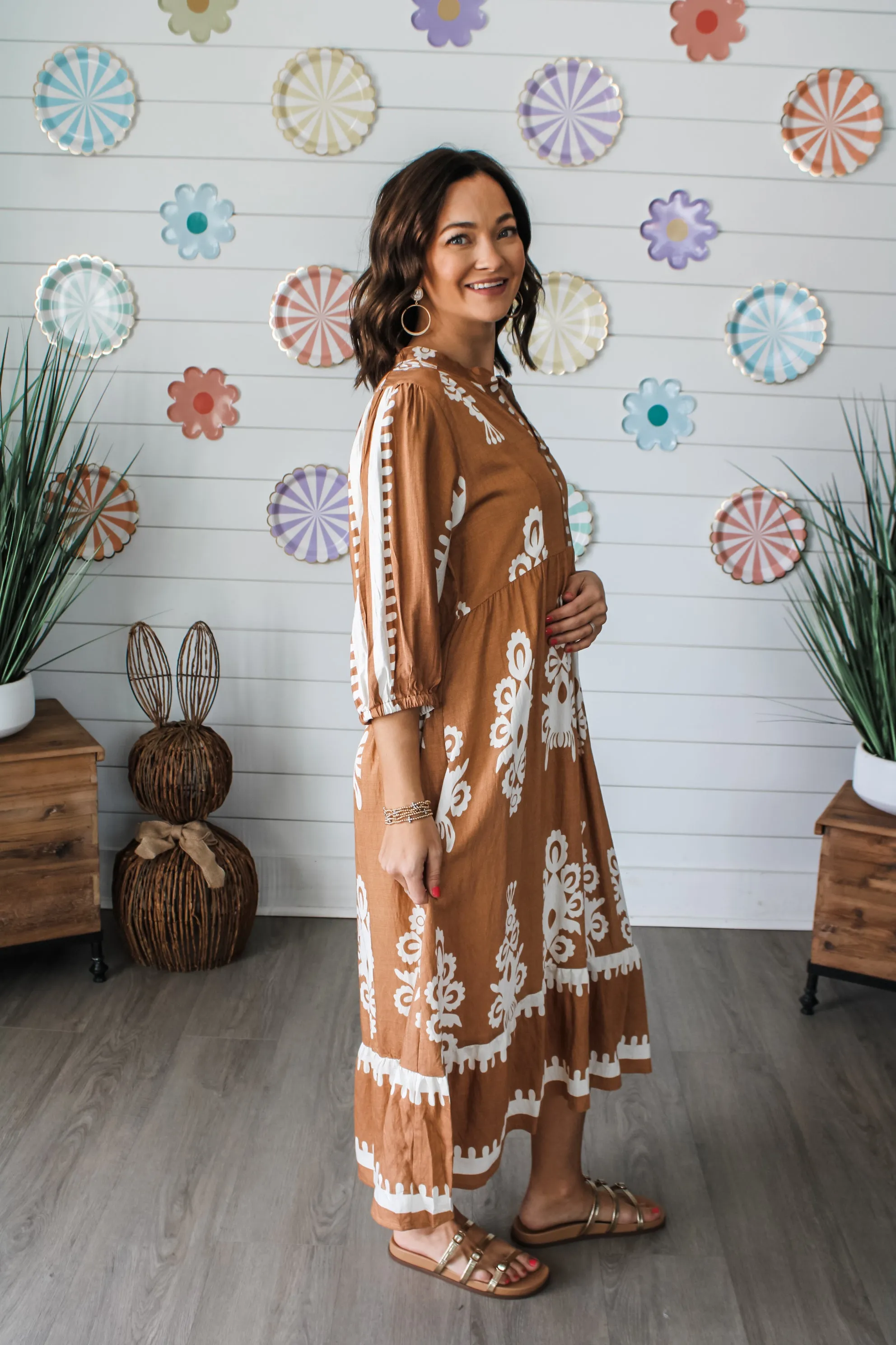 Maya Printed Midi • Sunbaked Tan
