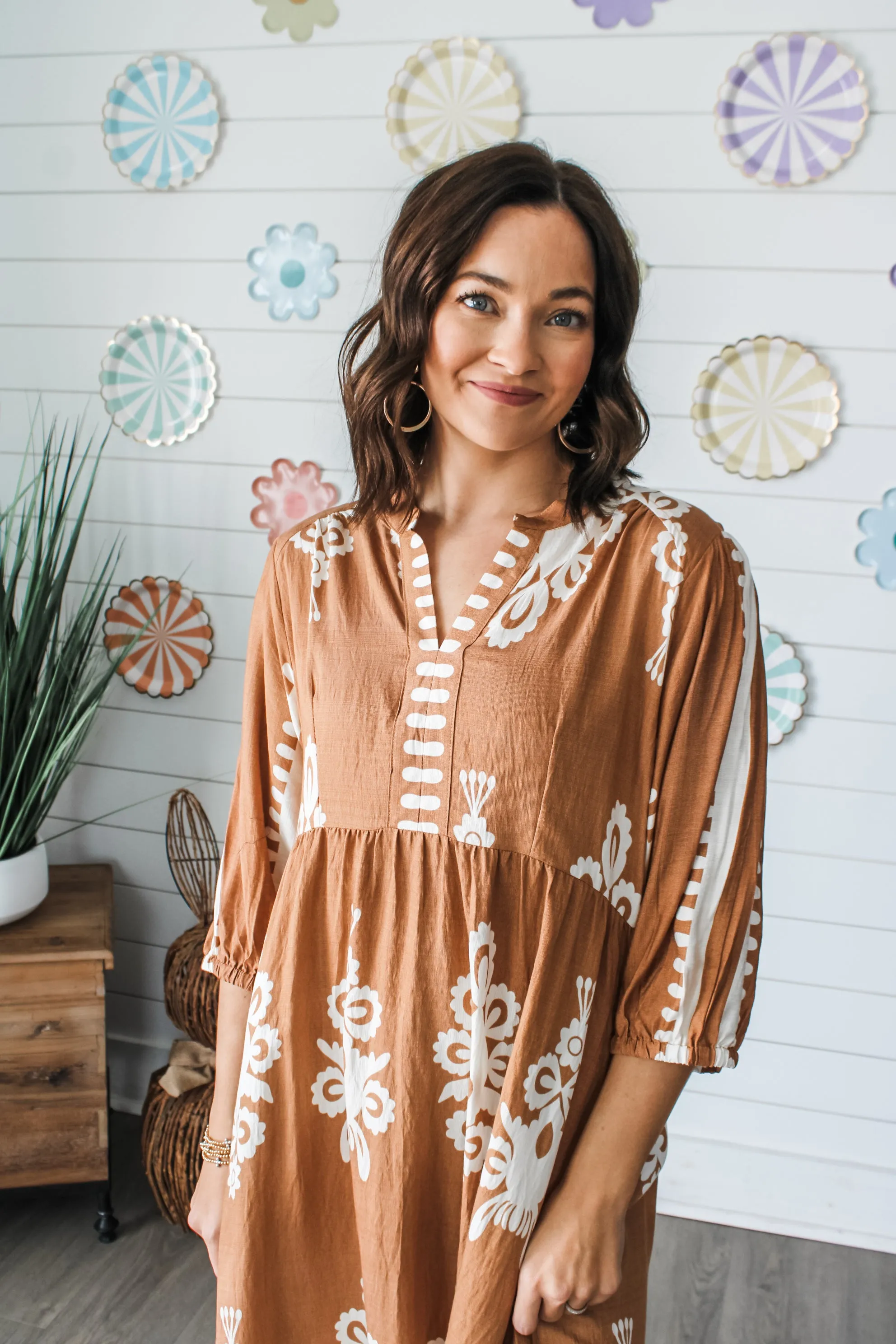 Maya Printed Midi • Sunbaked Tan