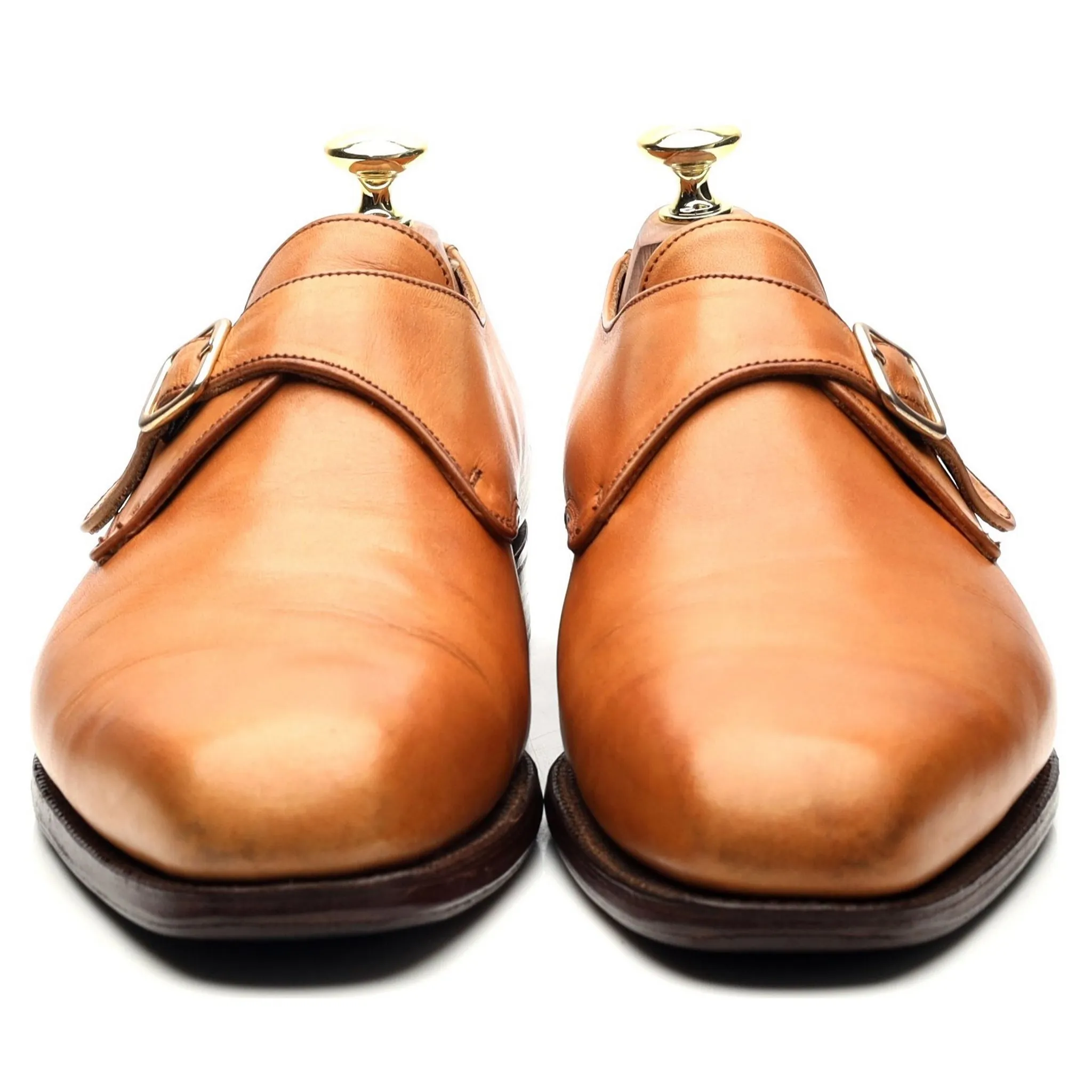 'Mayfair' Tan Brown Leather Monk Strap UK 6