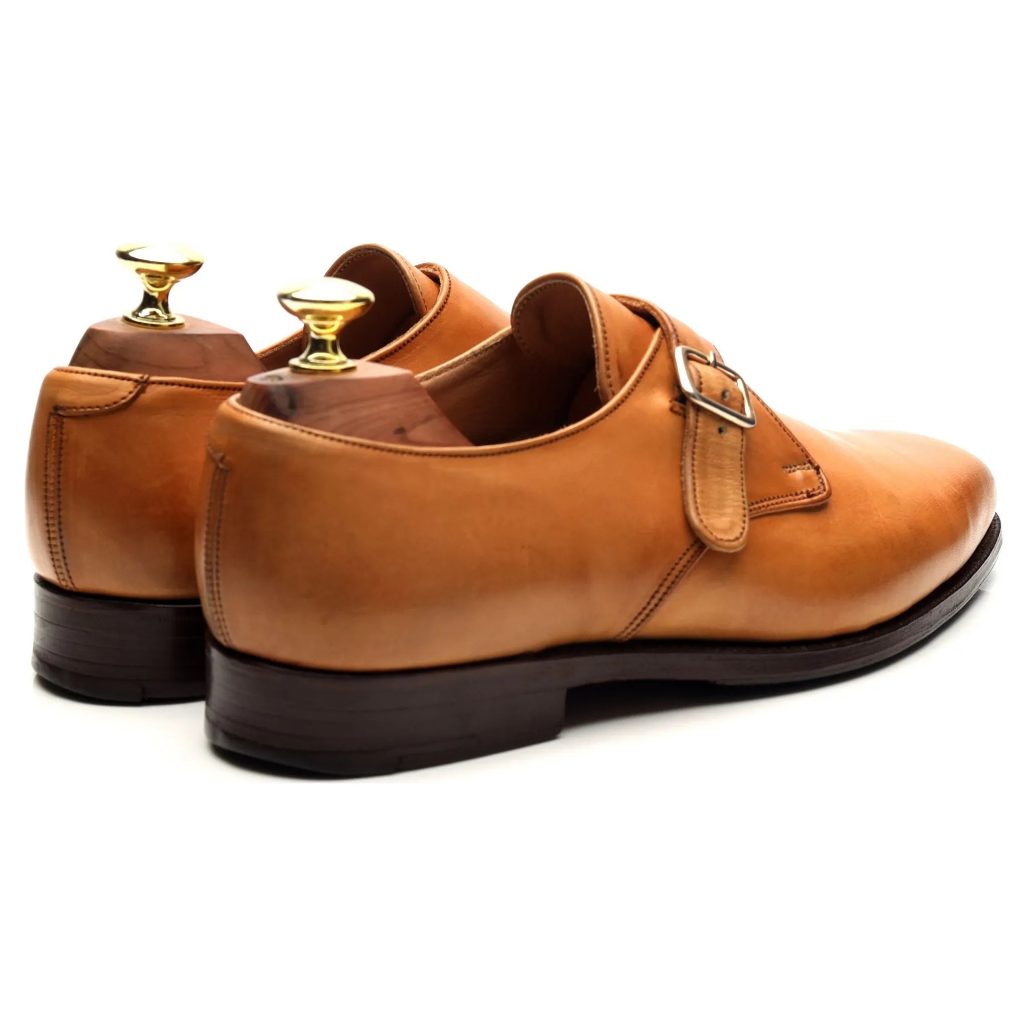 'Mayfair' Tan Brown Leather Monk Strap UK 6