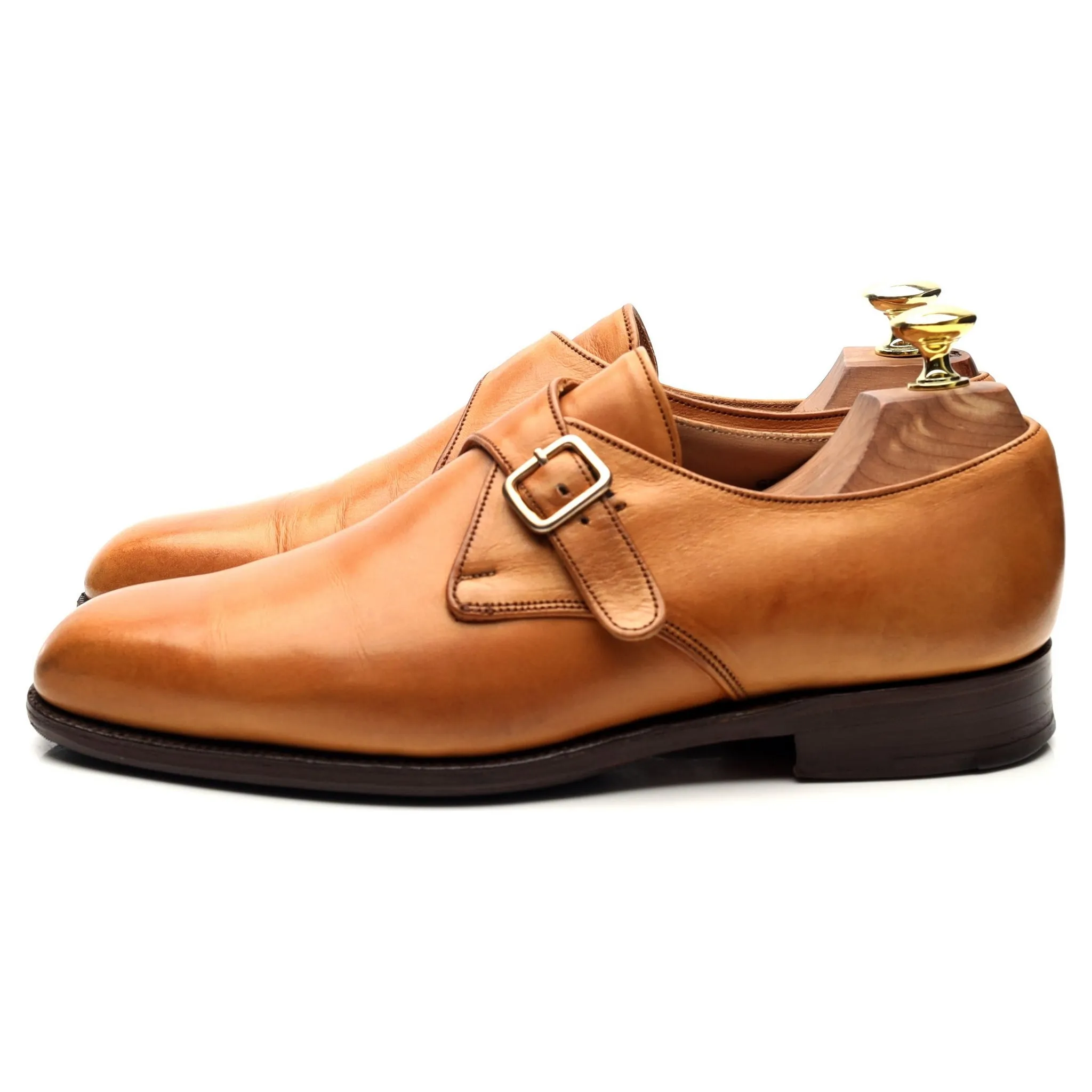 'Mayfair' Tan Brown Leather Monk Strap UK 6