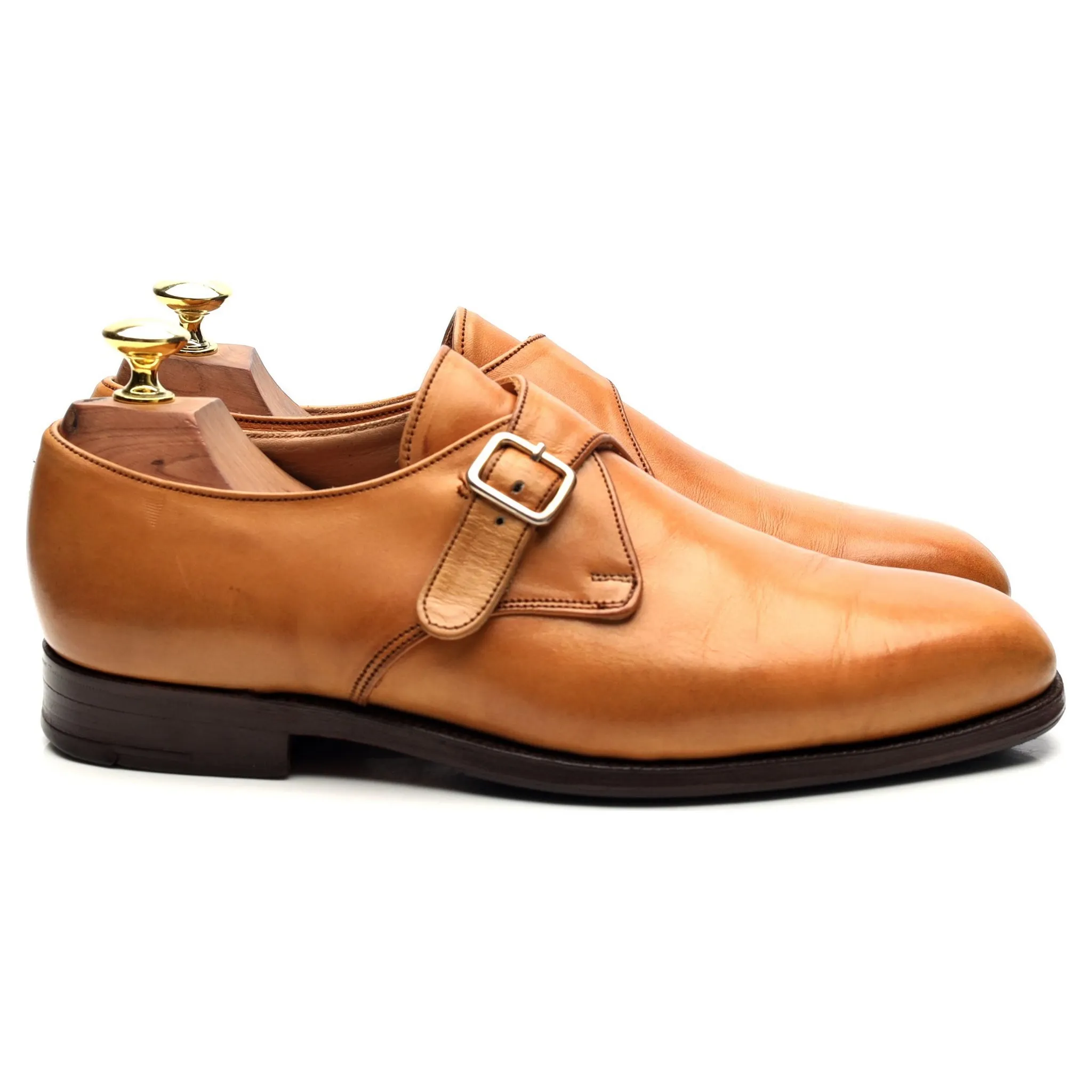 'Mayfair' Tan Brown Leather Monk Strap UK 6