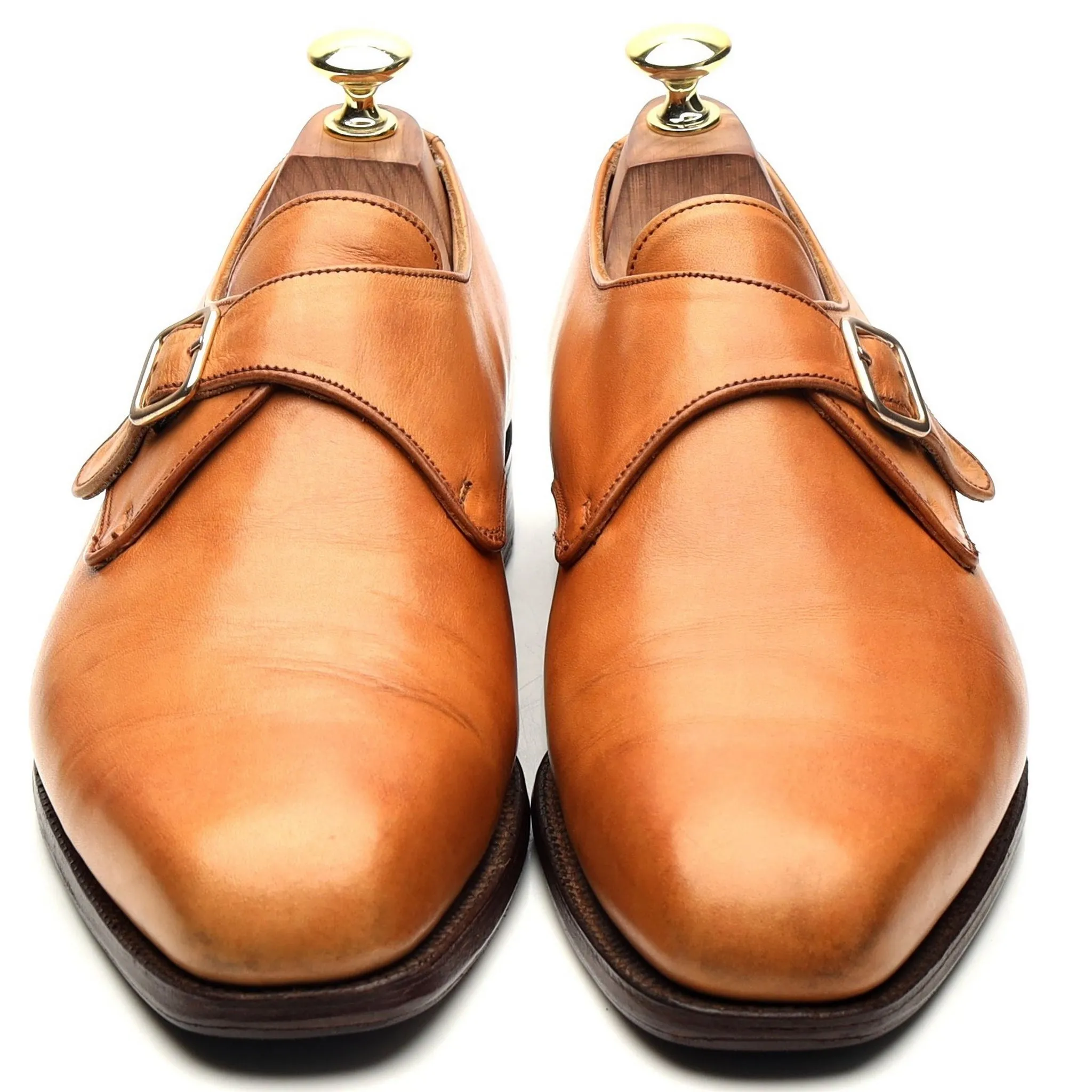 'Mayfair' Tan Brown Leather Monk Strap UK 6