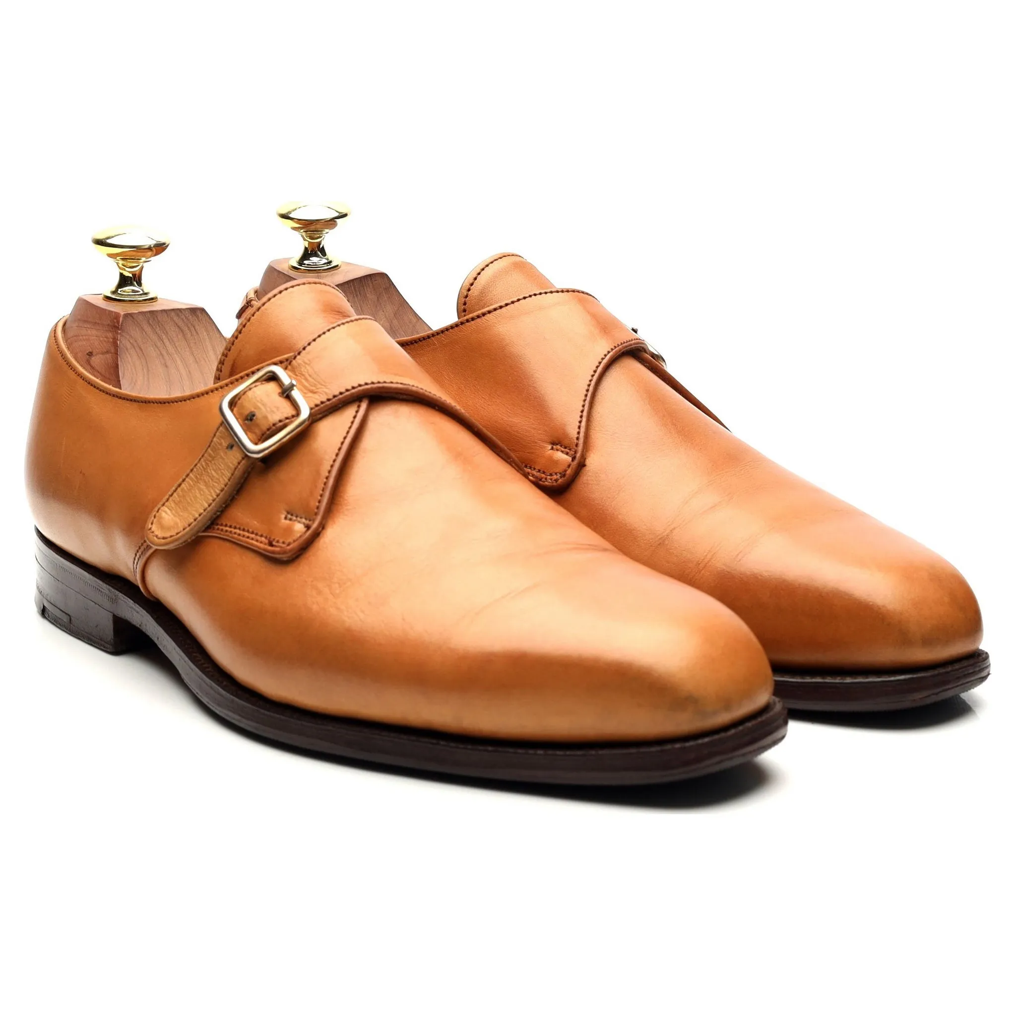 'Mayfair' Tan Brown Leather Monk Strap UK 6