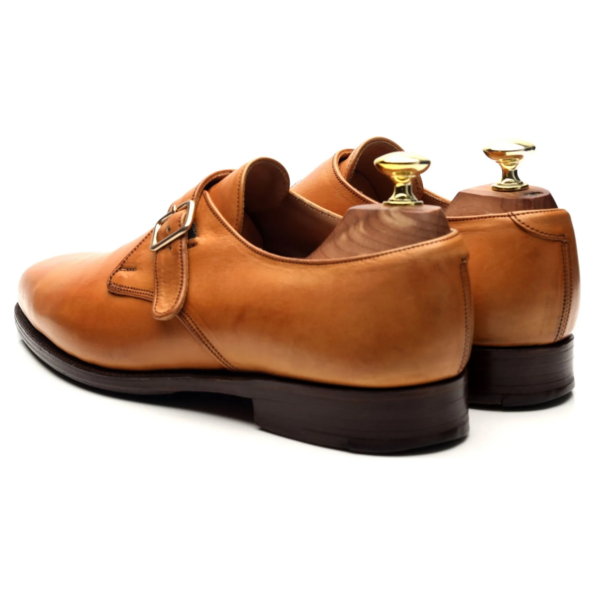 'Mayfair' Tan Brown Leather Monk Strap UK 6