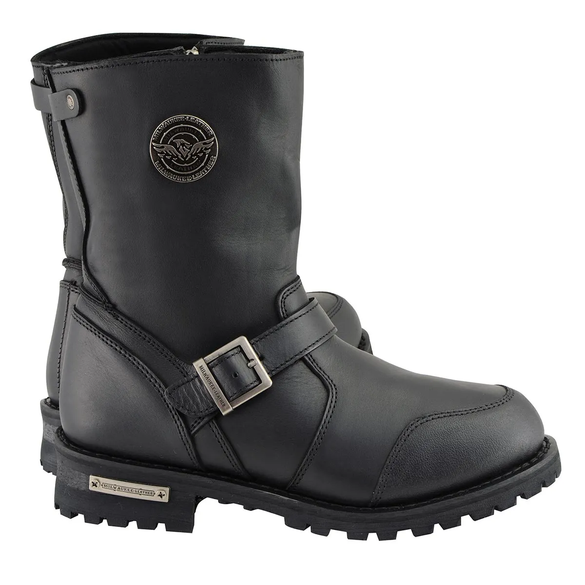 MBM9090 Men's 9-Inch Classic Black Engineer Motorcycle Boots with Gear Shift Guard