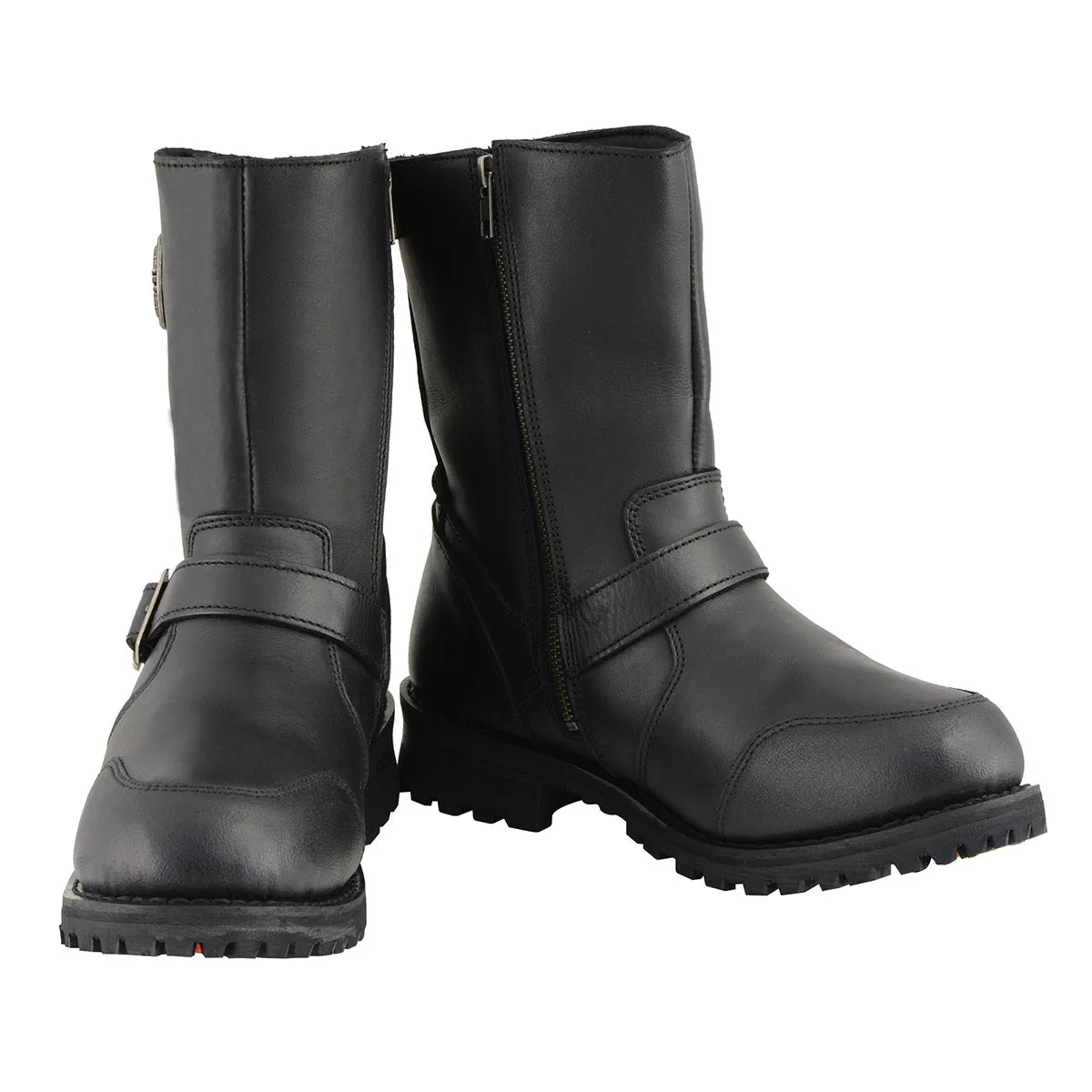 MBM9090 Men's 9-Inch Classic Black Engineer Motorcycle Boots with Gear Shift Guard