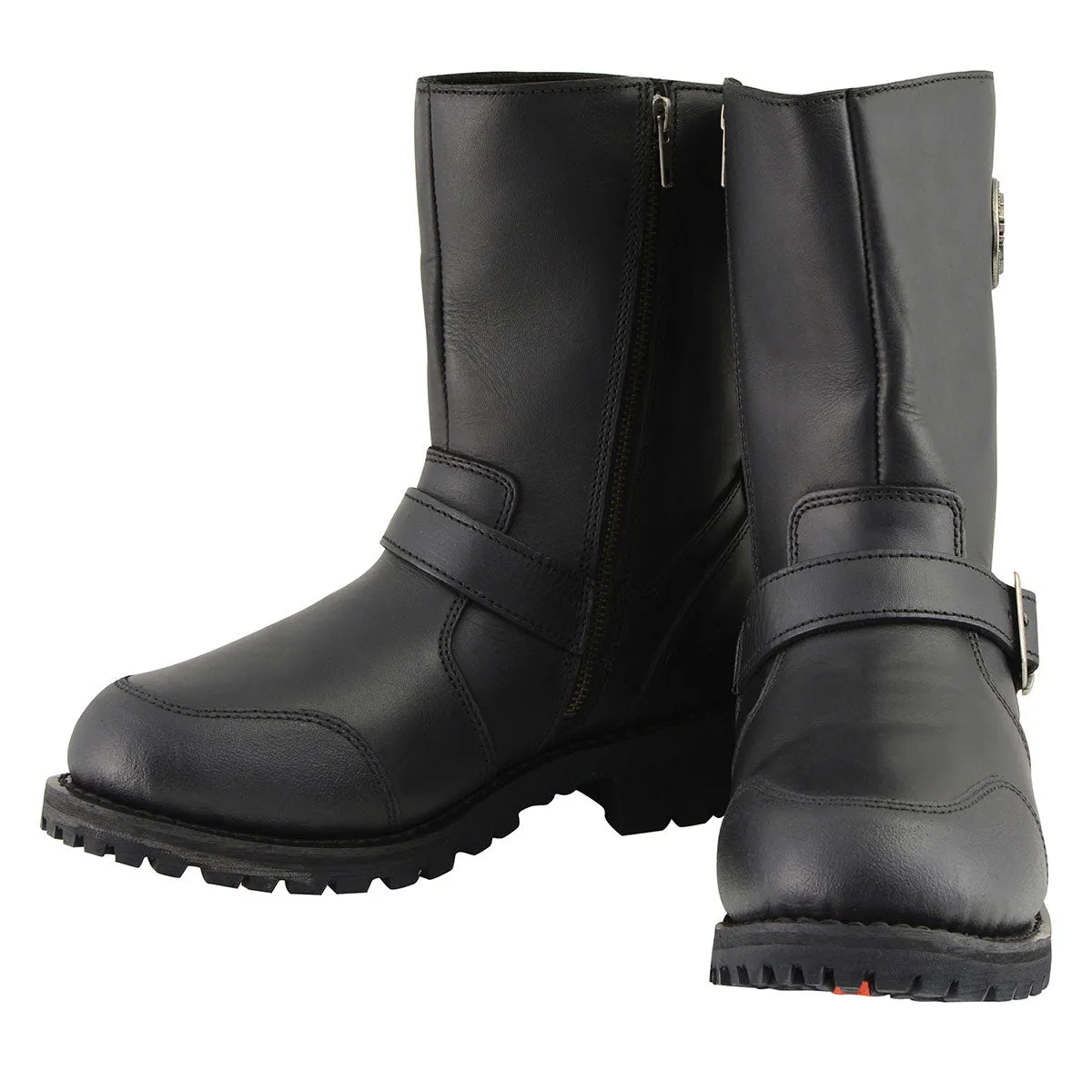 MBM9090 Men's 9-Inch Classic Black Engineer Motorcycle Boots with Gear Shift Guard
