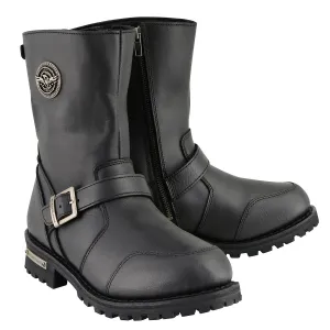 MBM9090 Men's 9-Inch Classic Black Engineer Motorcycle Boots with Gear Shift Guard