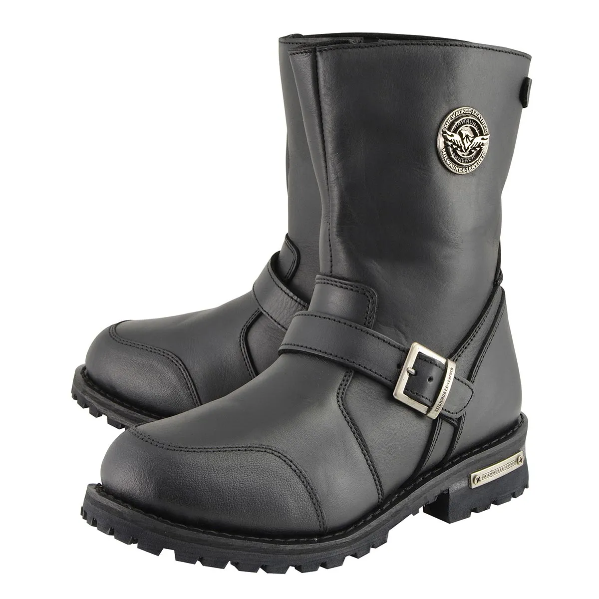 MBM9090 Men's 9-Inch Classic Black Engineer Motorcycle Boots with Gear Shift Guard