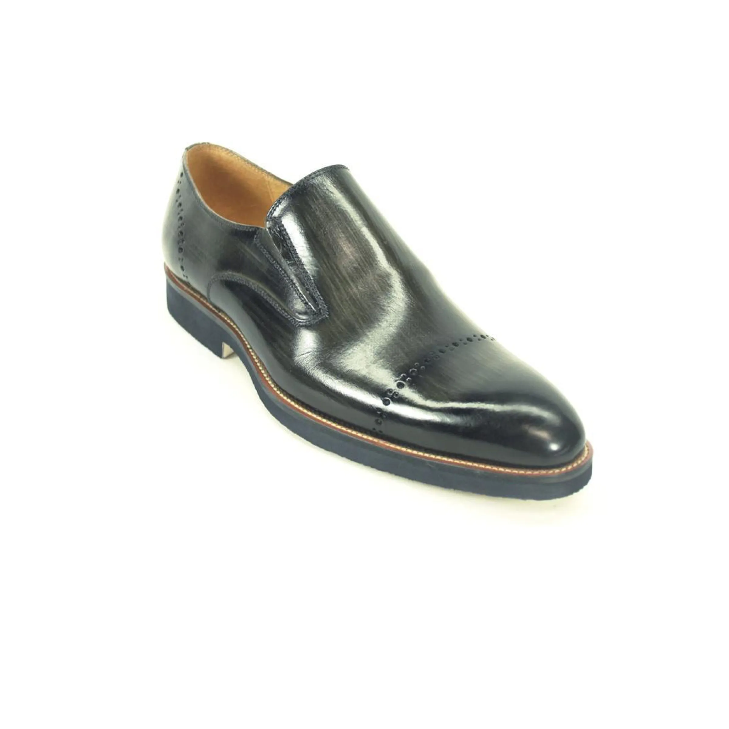 Mens Carrucci Leather Captoe Fade Slip On Dress Shoe in Burgundy