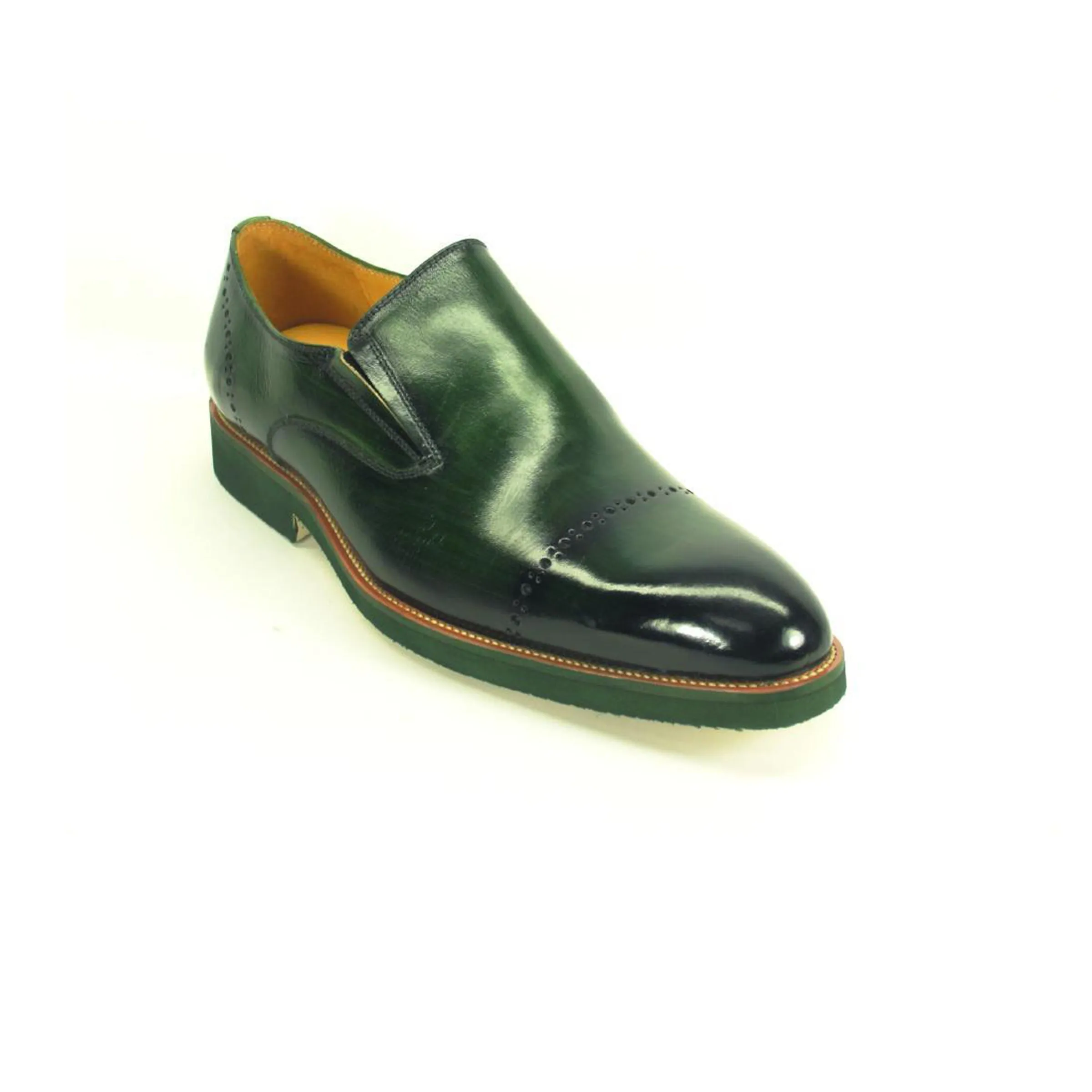Mens Carrucci Leather Captoe Fade Slip On Dress Shoe in Burgundy