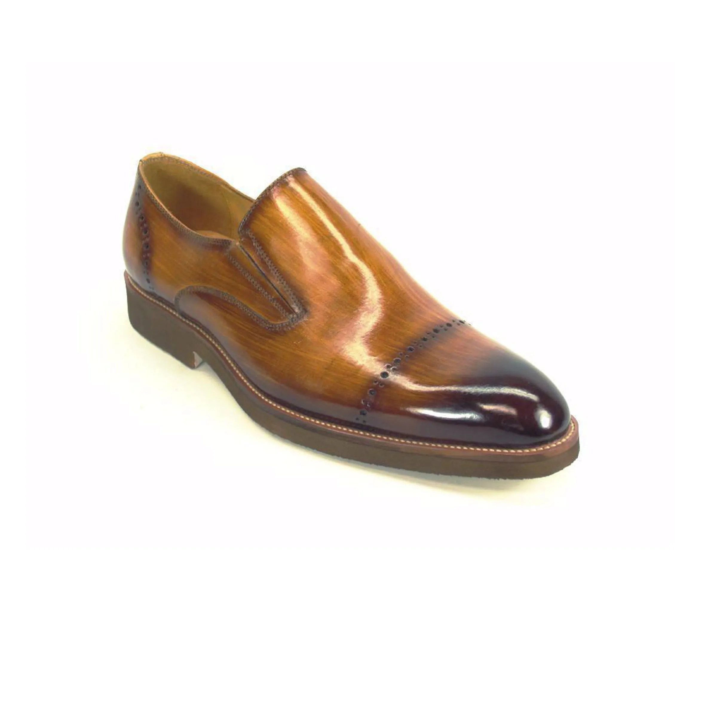Mens Carrucci Leather Captoe Fade Slip On Dress Shoe in Burgundy