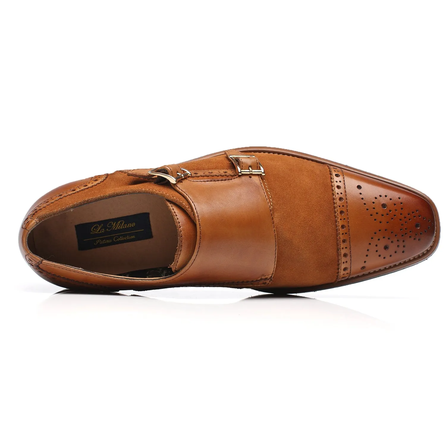 Men's Double Monk Strap Loafer 3-Cognac