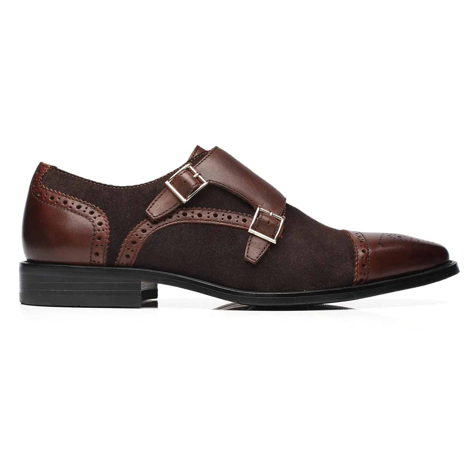 Men's Double Monk Strap Loafer 3-Darkbrown