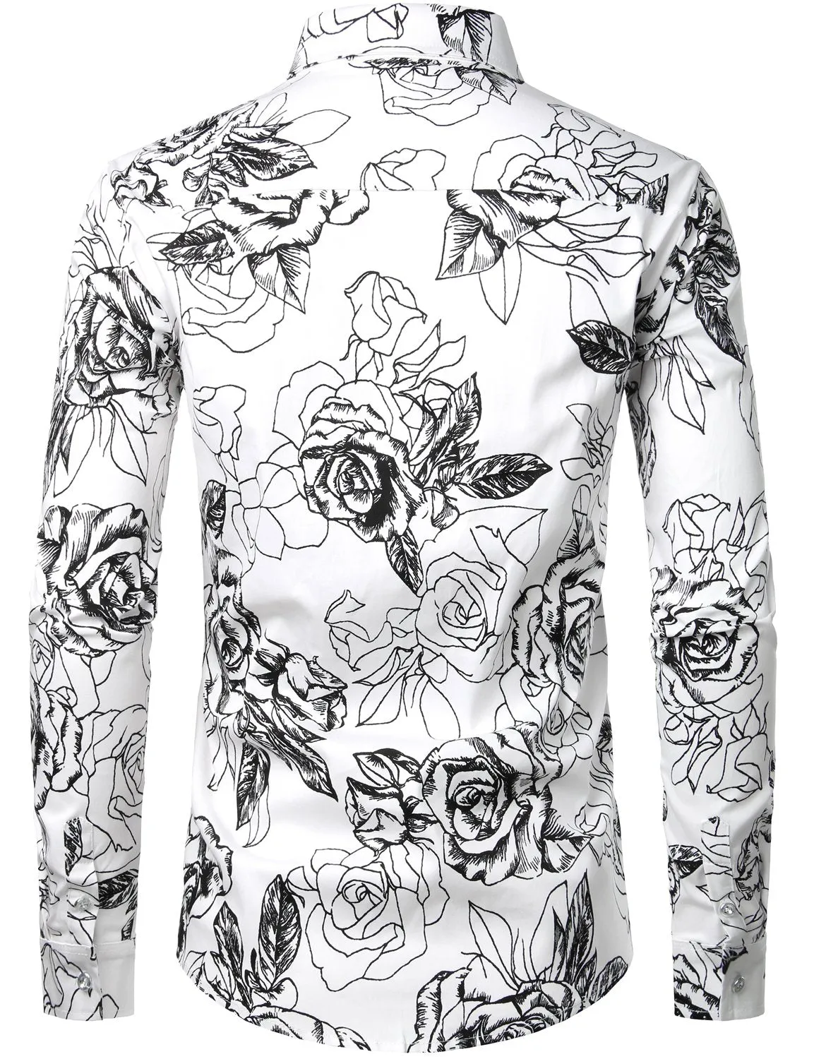 Men's Floral Cotton Casual Button Down Long Sleeve Shirt