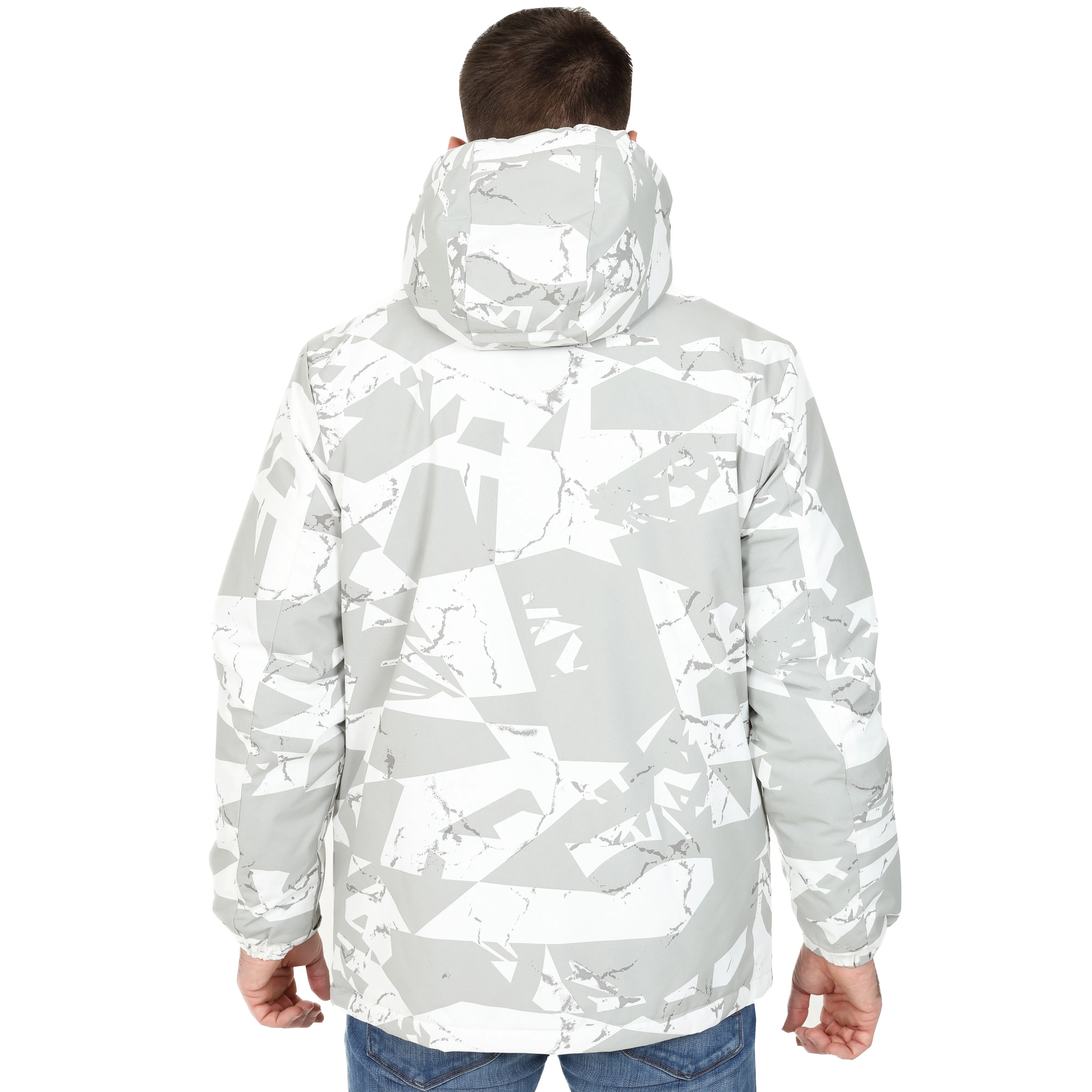 Men’s Padded Waterproof Camo Coat - White