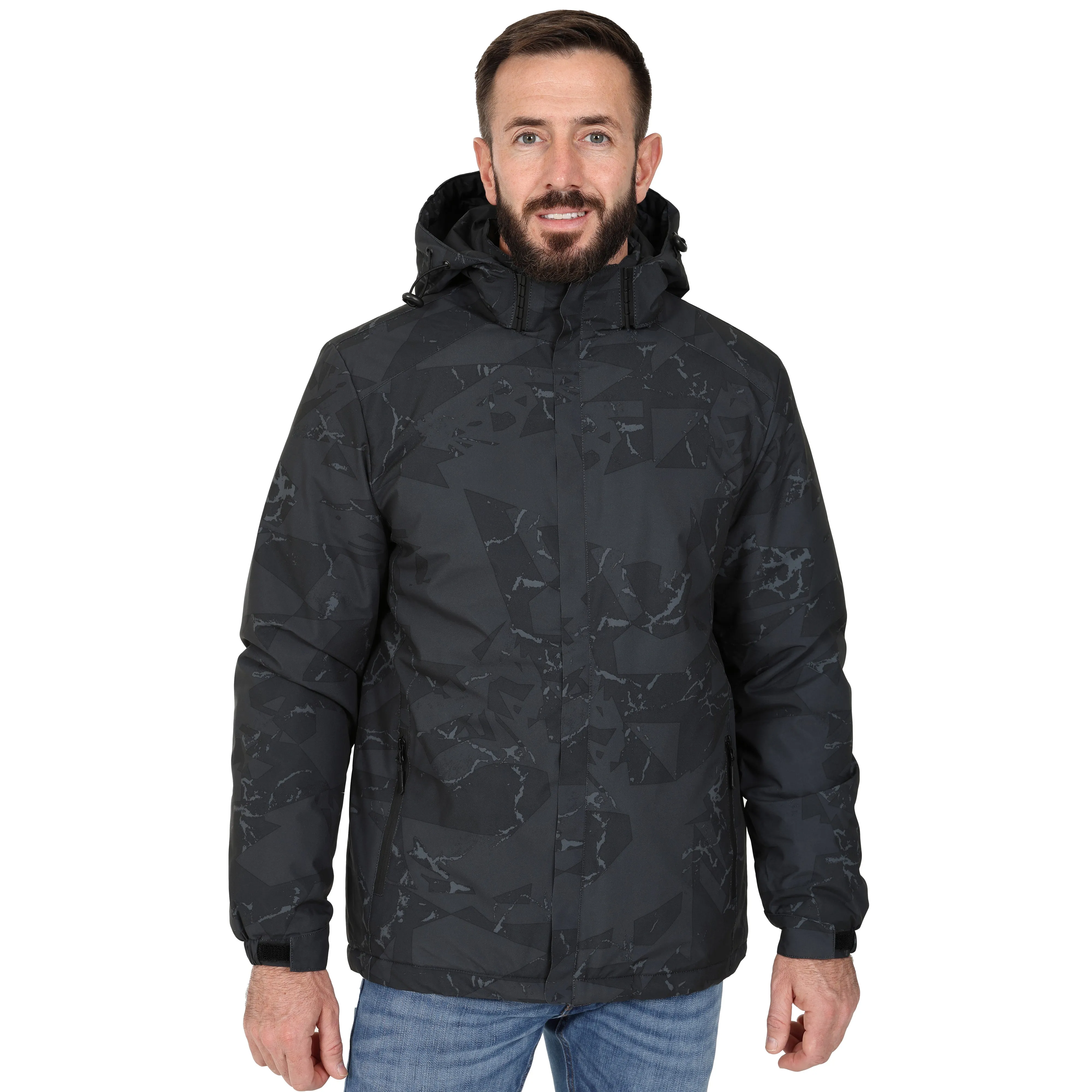 Men’s Padded Waterproof Camo Coat - White