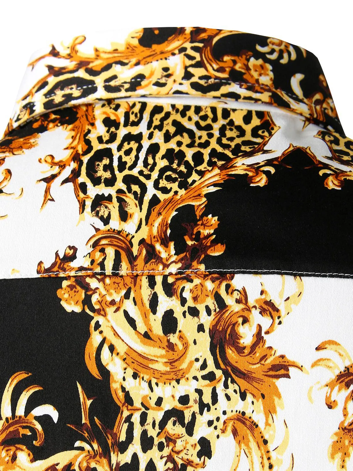Men's Retro Print Long Sleeve Cotton Casual Button Down Shirt