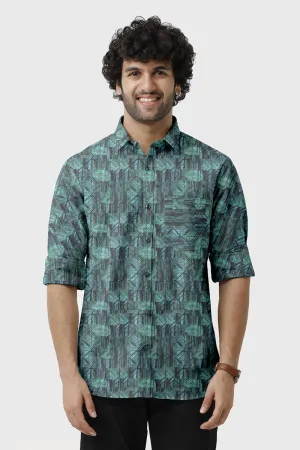 Miami - Blue Printed Casual Shirts for Men | Ariser