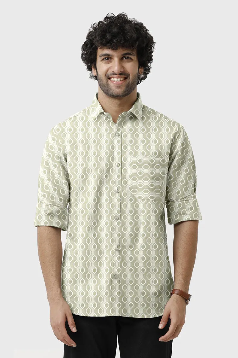 Miami - Green Printed Casual Shirts for Men | Ariser